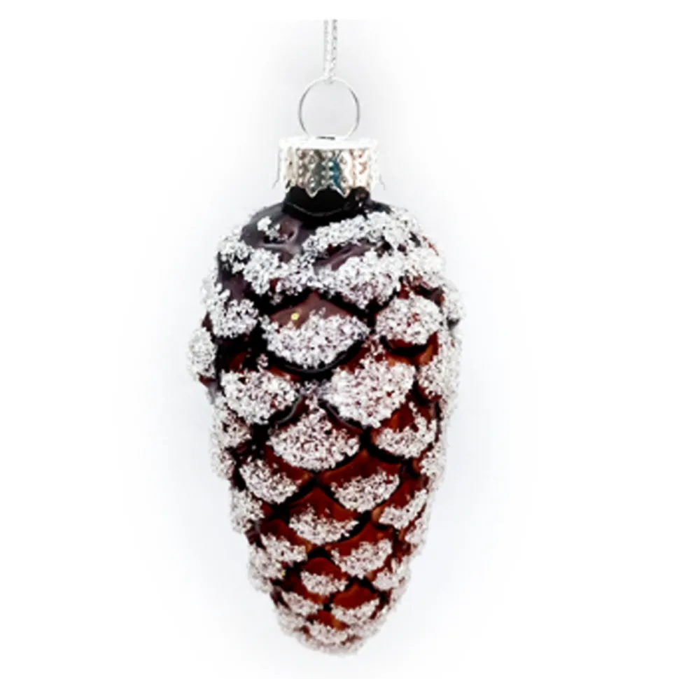 ORN GLASS PINE CONE 4.5″ BROWN