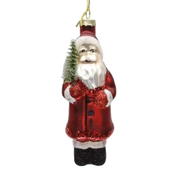 ORN GLASS SATA CLAUS 5″ RED/MULTI