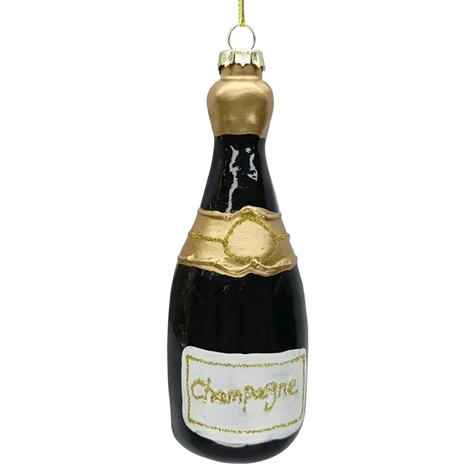 ORN GLASS WINE BOTTLE 5.5″ BLACK/GOLD
