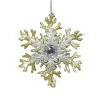 ORN GOLD/ SILVER SNOWFLAKE 3″ W/ GOLD & SILVER GLITTER & JEWEL