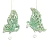 ORN GREEN MINT BUTTERFLY W/ GOLD GLTR 5″ 2 ASSTD.
