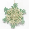 ORN GREEN MINT SNOWFLAKE 5″ W/ CREAM GOLD GLITTER
