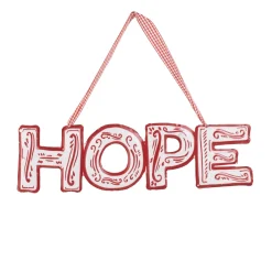 ORN METAL 9.5″ “HOPE” RED/ WHITE
