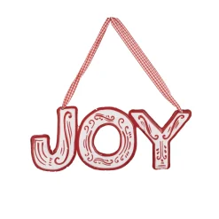 ORN METAL 7.75″ “JOY” RED/ WHITE