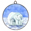 ORN METAL DISC 4″ BLUE WHITE POLAR BEAR