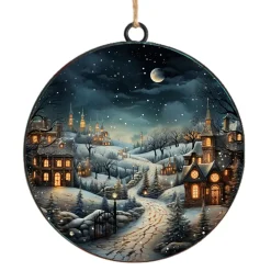 ORN METAL DISC 4″ CHRISTMAS EVE