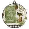 ORN METAL DISC 4″ GREEN /GOLD W/ “THERE’S NO PLACE”