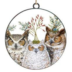 ORN METAL DISC 4″ OWL