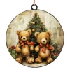 ORN METAL DISC 4″ TEDDY BEAR