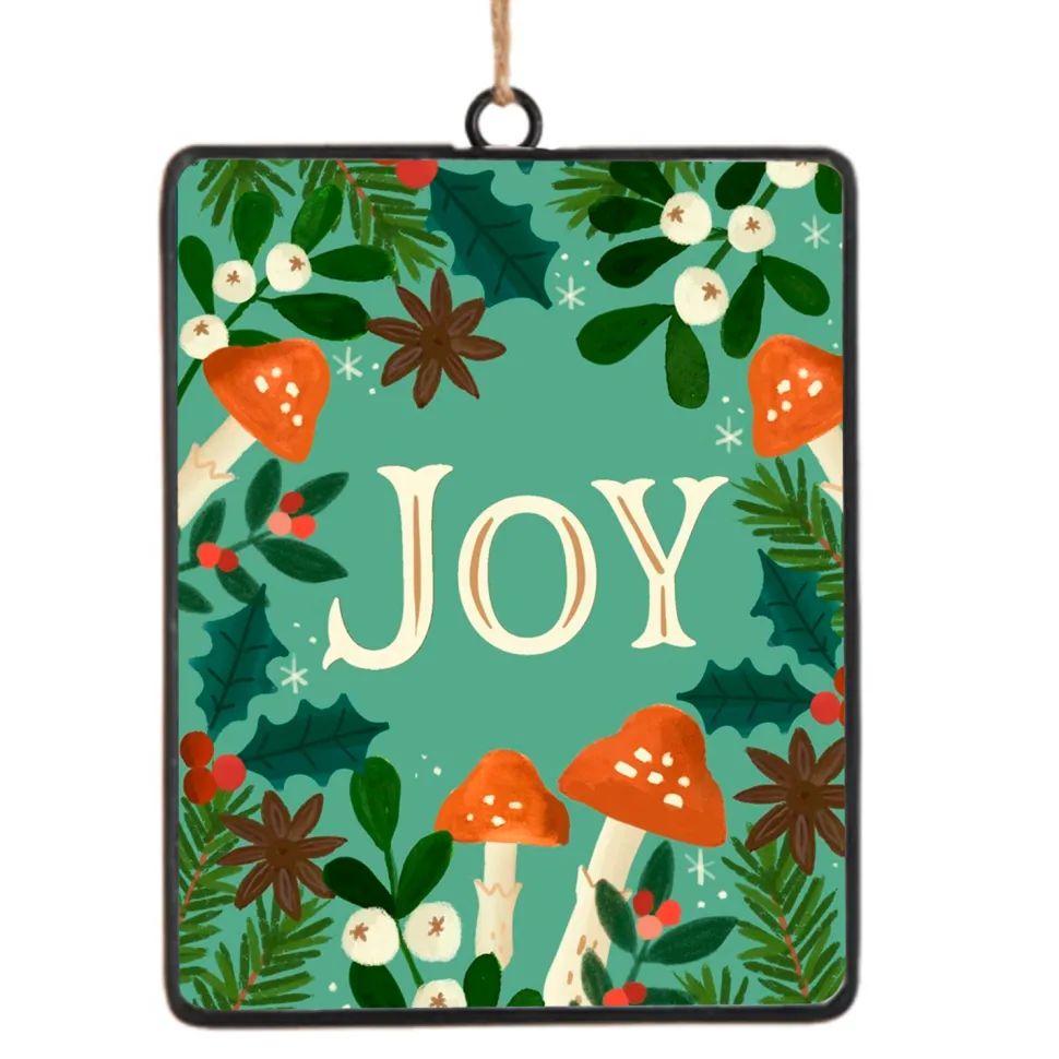 ORN METAL RECTANGULAR DISC 6″ “JOY”