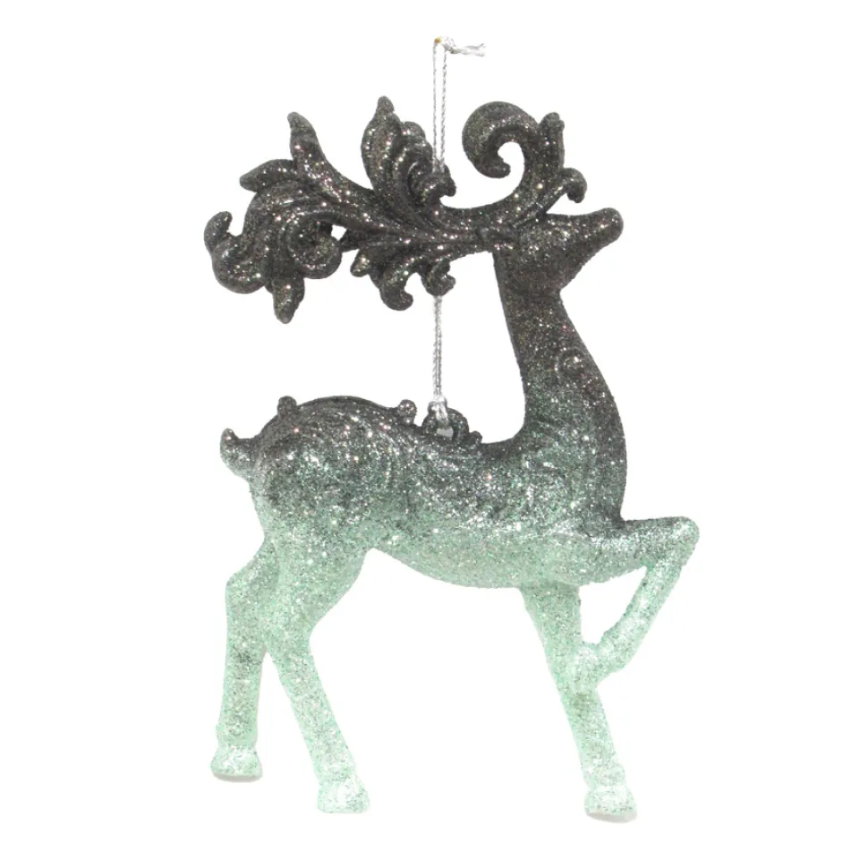 ORN MINT GREEN/FOREST GRN DEER 5.25″ W/ GLTR
