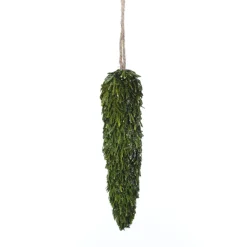 ORN NAT. CONE 8″ MOSS GREEN W/ GLTR