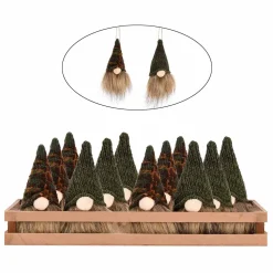 ORN PLUSH GNOME 7″ DARK GREEN/ BROWN 2/S IN DISPLAY BOX