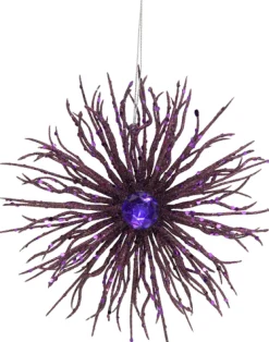 ORN PURPLE FIREWORK 7.5″ W/GLTR & JEWEL