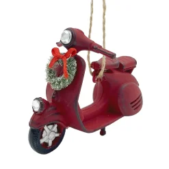 ORN RED SCOOTER 3.5″ ANTIQUE FIN. W/ WREATH