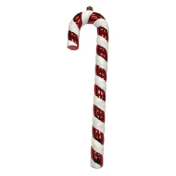 ORN RED/WHITE CANDY CANE 19.5″ W/ WHITE GLITTER
