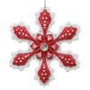 ORN RED/WHITE SNOWFLAKE 4.75″ W/ JEWEL & GLTR.
