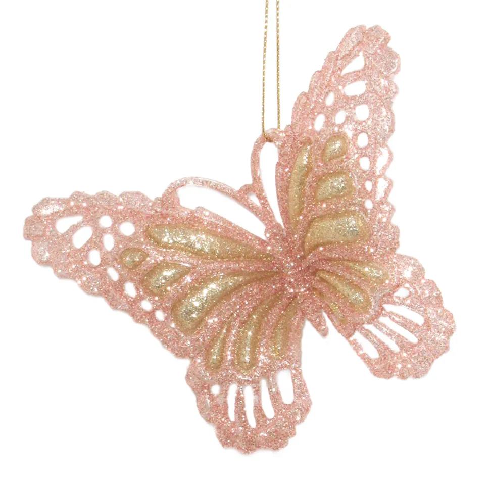 ORN ROSE GOLD BUTTERFLY 4.75″x3.75″ 2 TONE GLTR.