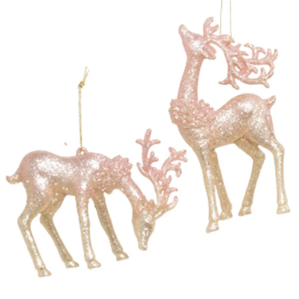ORN ROSE GOLD DEER 3.25″ & 5.5″ 2 TONE GLTR. 2/S