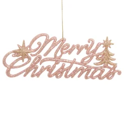 ORN ROSE GOLD MERRY CHRISTMAS 7.75″x3″ W/ 2-TONE GLTR.
