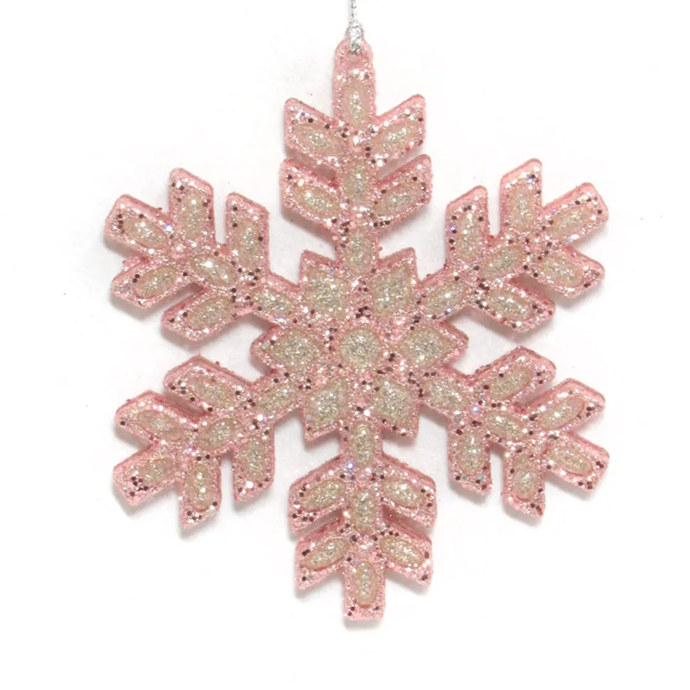 ORN ROSE GOLD SNOWFLAKE 4.5″ W/ GLITTER
