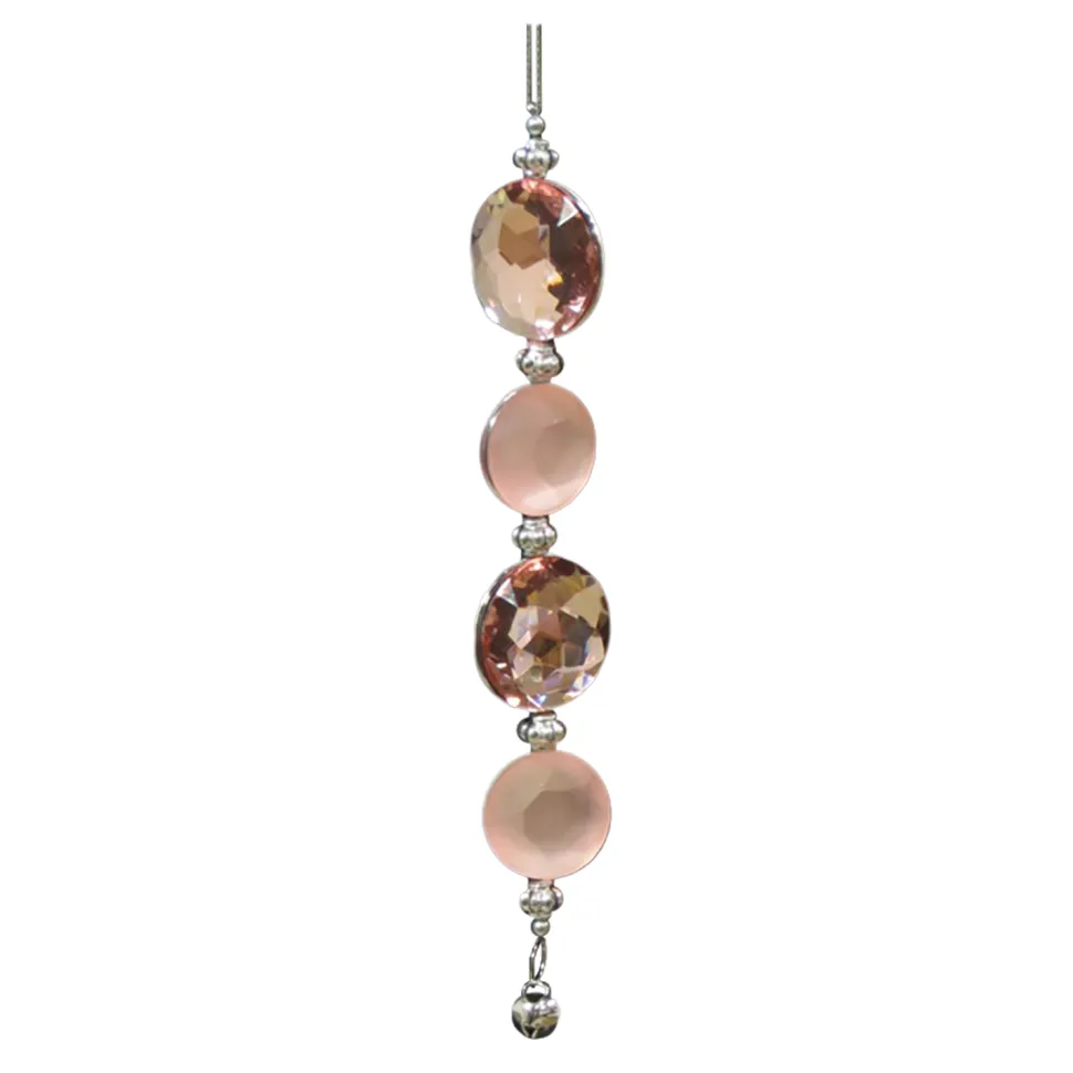 ORN ROSE GOLD/CLEAR ROUND 4PC JEWEL 7″ W/ BELL