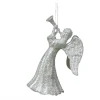 ORN SILVER ANGEL 5″ W/HORN W/ BRIGHT SILVER GLITTER