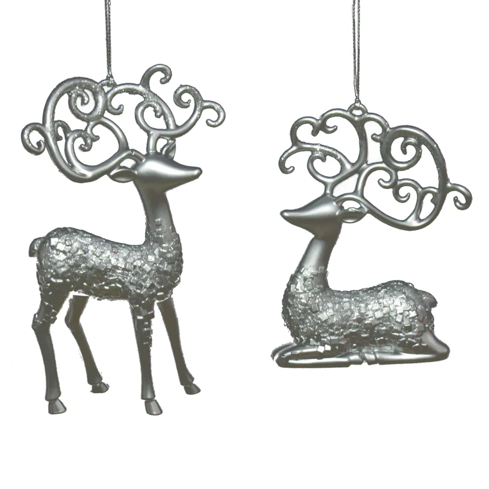 ORN SILVER DEER 4.5″ &5.5 MATT FIN. W/ GLTR. 2 ASSTD.