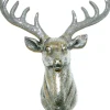 ORN SILVER DEER HEAD 13″ ANTIQUE FINISH