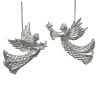 ORN SILVER FLYING ANGEL 5.5″ MATT W/ GLITTER 2 ASSTD.