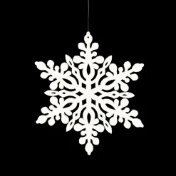 ORN WHITE SNOWFLAKE 6″ W/ WHT GLTR