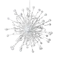ORN WHITE STARBURST 7.5″ W/ WHITE GLTR