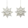 ORN WHITE/GOLD SNOWFLAKE W/ WHT. GOLD GLTR. 2/S