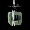 ORN WINTER METAL SKI CABLE CAR 4″ GREEN