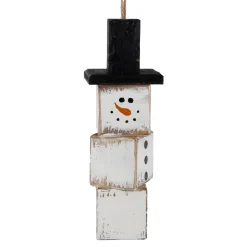 ORN WOODEN BLOCKS 6″ WHITE SNOWMAN