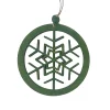 ORN WOODEN DISC SNOWFLAKE 6″ GREEN