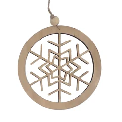 ORN WOODEN DISC SNOWFLAKE 6″ NATURAL