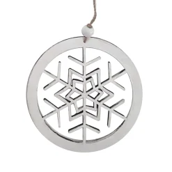ORN WOODEN DISC SNOWFLAKE 6″ WHITE