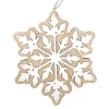 ORN WOODEN SNOWFLAKE 6.5″ BROWN/WHITE