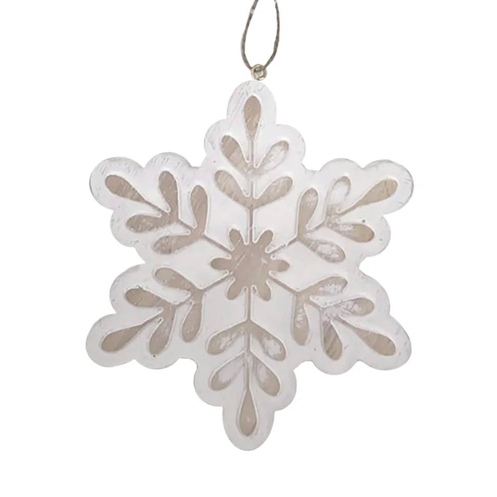 ORN WOODEN SNOWFLAKE 6.5″ NATURAL/WHITEWASHED