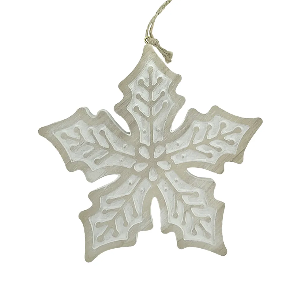ORN WOODEN SNOWFLAKE 5.5″ NATURAL/WHITEWASHED
