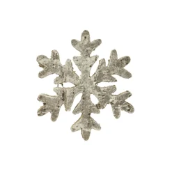 ORN WOODEN SNOWFLAKE 6″ WOOD/BIRCH LOOK W/ GLTR