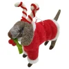 ORN WOOL DOG STANDING W/ CANDY CANE & HOLLY 4.5″ RED/GREEN