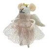 ORN WOOL MOUSE ANGEL W/ SKIRT & CROWN 4.5″ PINK/GOLD