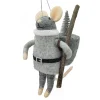 ORN WOOL MOUSE BAGPACK W/ TREE 5″ GREY/BLACK