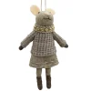 ORN WOOL MOUSE GIRL W/ TWEED SWEATER 6.5″ GREY/BROWN