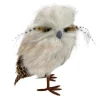 OWL BEIGE STANDING FAUX FUR 5″x8.5″ W/ FEATHERS