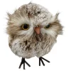 OWL BROWN/WHITE STANDING FAUX FUR 4.5″x5″ SNOW FLOCKED