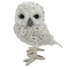 OWL WHITE STANDING FABRIC & FAUX FUR 4″x5.5″ W/ FEATHERS