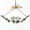OWL WHITE 10.5″X4″ ON FROSTED BRANCH W/ HANGER 3-OWLS